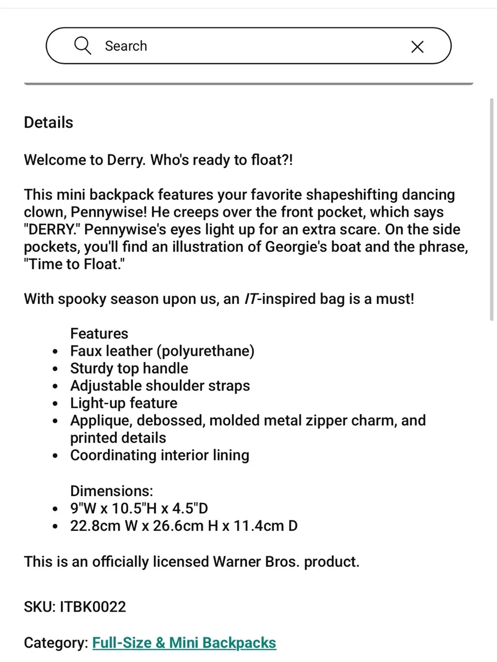 Loungefly IT Derby NEW Backpack Purse Bag Retails $109 Pennywise Baloons